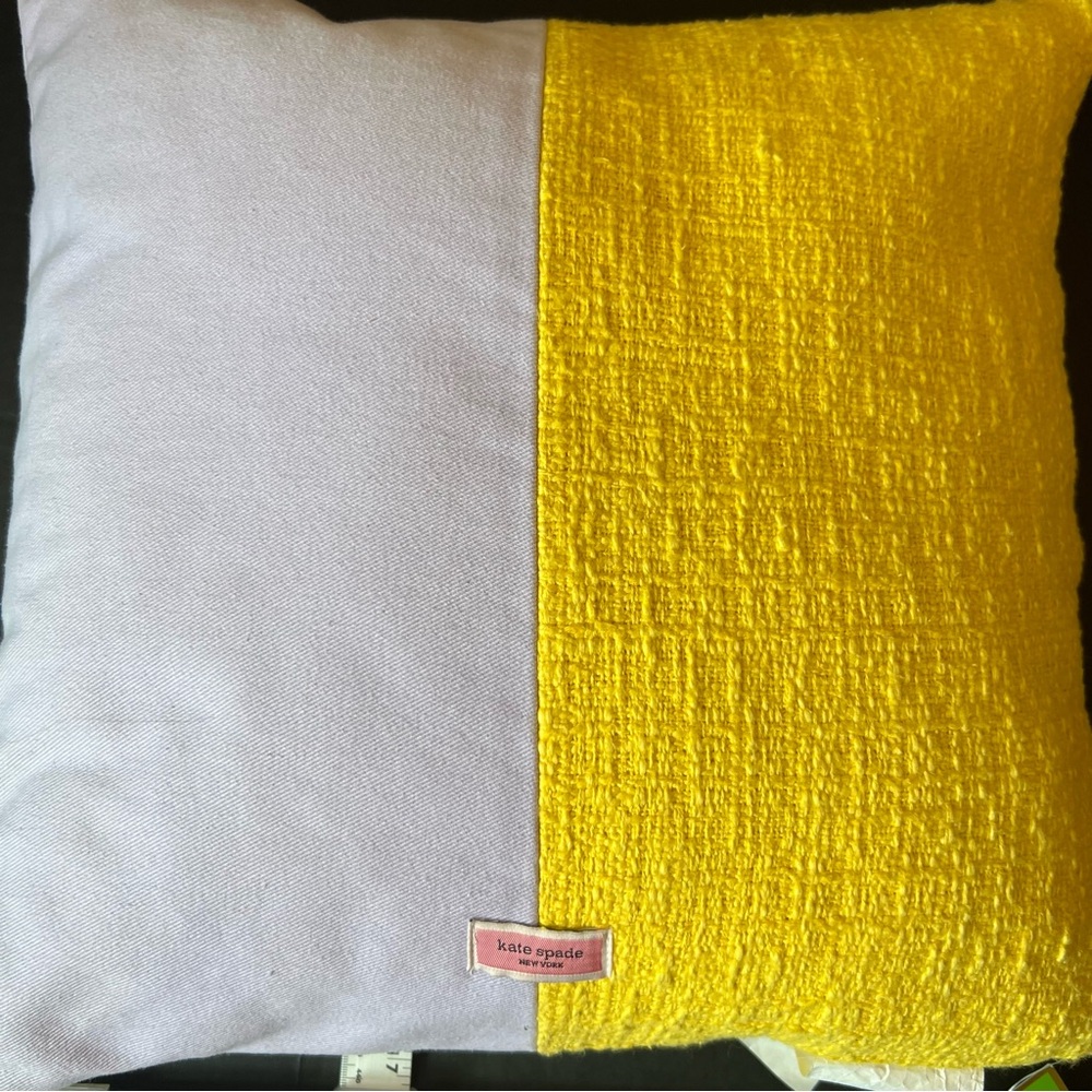 NWT KATE SPADE COLORBLOCK YELLOW LILAC THROW TOSS DECORATIVE ACCENT PILLOW